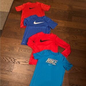 ❌SOLD❌Nike Kids Red & Blue Dri-FIT Short & Long Sleeve Athletic Tops bundle
